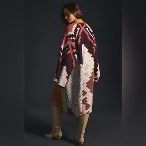 Anthropologie Chevron Aztec Print Knit Duster Cardigan Sweater (One Size)